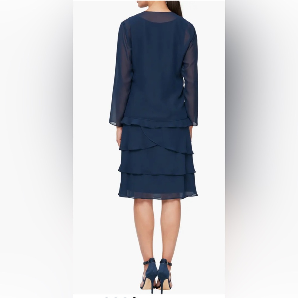 SLNY Navy Midi Dress with Jacket - Picture 4 of 9